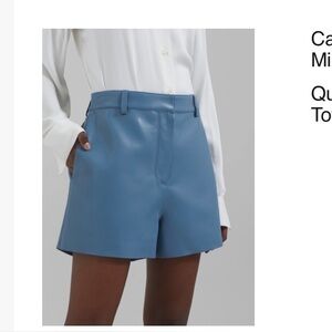 The Frankie Shop Cassie Blue Faux Leather Shorts